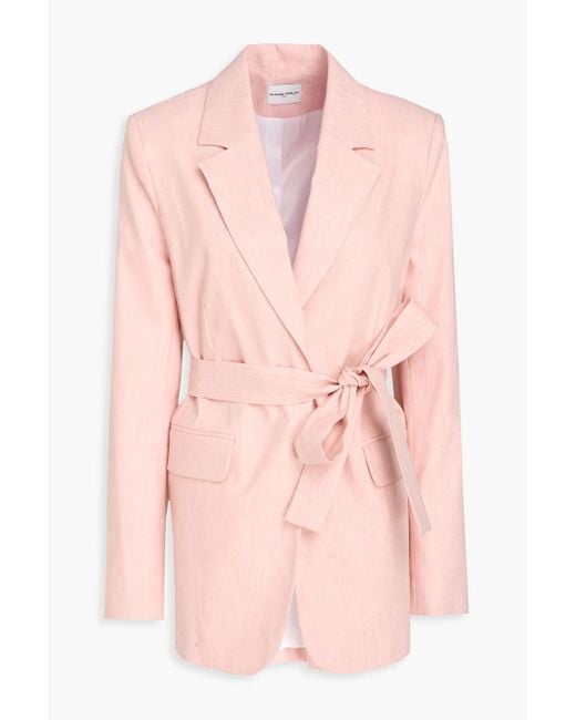 Claudie Pierlot Pink Belted Linen-Blend Blazer