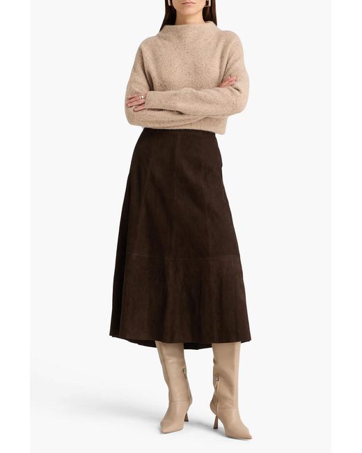 Vince Brown Suede Midi Skirt