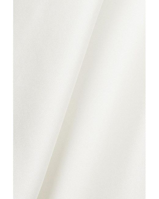 Reem Acra White One-shoulder Convertible Draped Cady Mini Dress