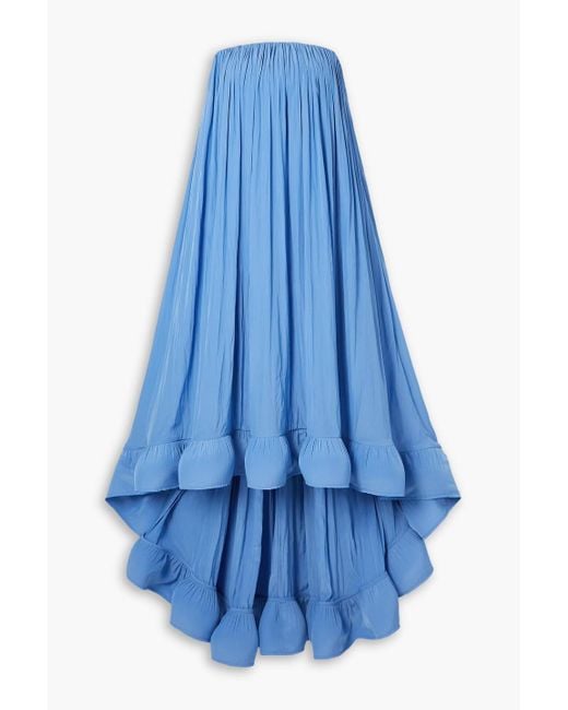 Lanvin Blue Strapless Ruffled Chiffon Gown