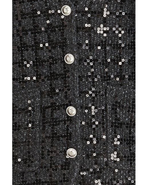 Maje Black Monaly Sequin-embellished Tweed Cardigan