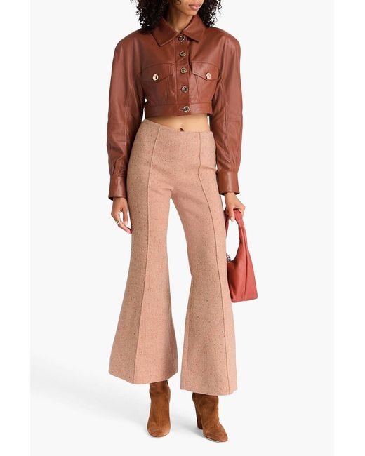 Zimmermann Pink Donegal Wool-Blend Flared Pants
