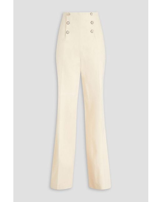 Giuliva Heritage White Sailor Button-detailed Cotton-blend Gabardine Bootcut Pants
