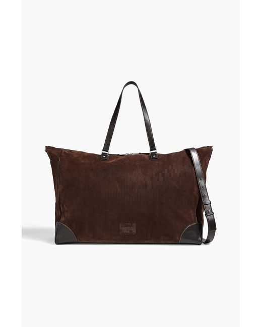 Paul Smith Brown Leather-Trimmed Ribbed Suede Duffle Bag for men