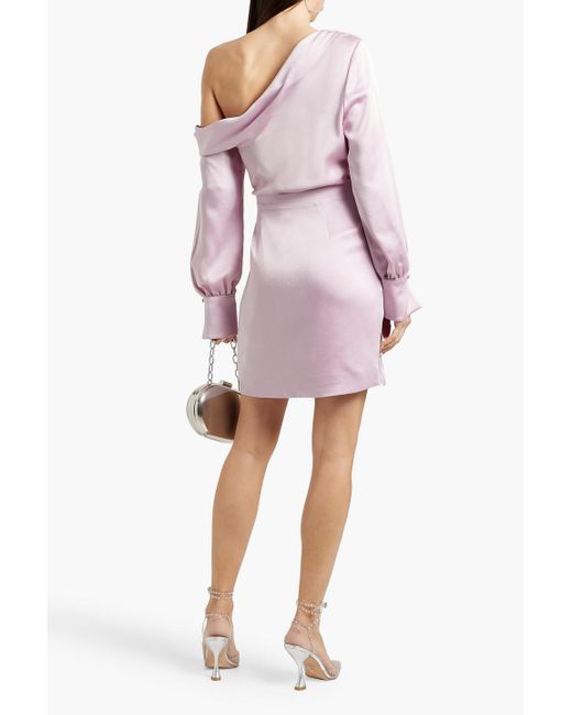 Jonathan Simkhai Pink Cameron One-Shoulder Satin-Crepe Mini Dress