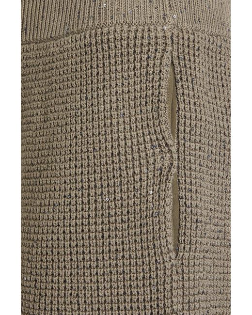 Brunello Cucinelli Brown Shorts aus einer baumwollmischung in waffelstrick mit pailletten