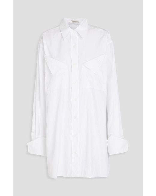 Emilia Wickstead White Hemd aus baumwollpopeline mit überschlag
