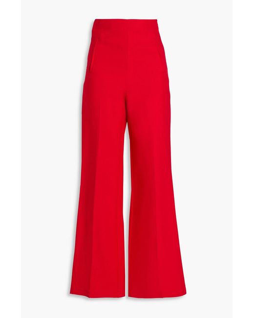 Roland Mouret Red Wool And Silk-Blend Crepe Wide-Leg Pants