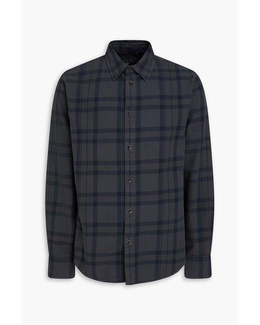 Rag & Bone Blue Checked Cotton-Flannel Shirt for men