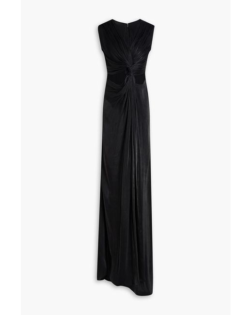 Costarellos Black Cutout Metallic Georgette Gown