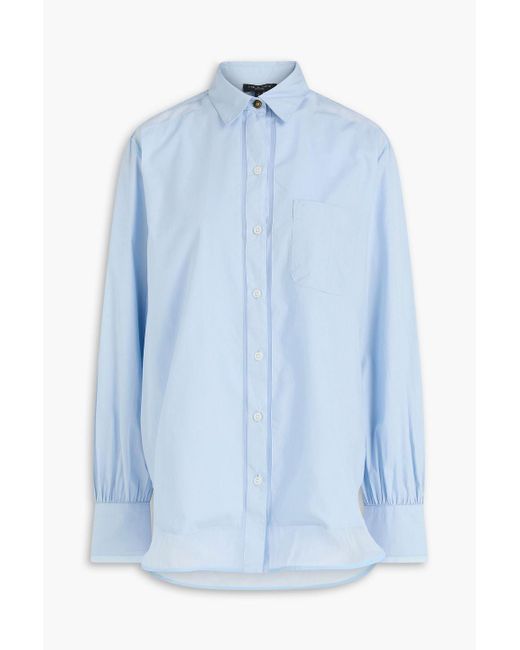 Rag & Bone Blue Mazine Organza-Paneled Cotton-Poplin Shirt