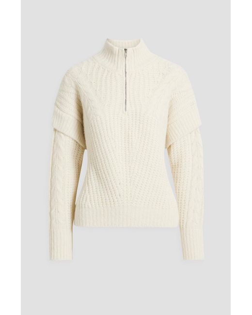 IRO White Jilana Cable-knit Half-zip Sweater