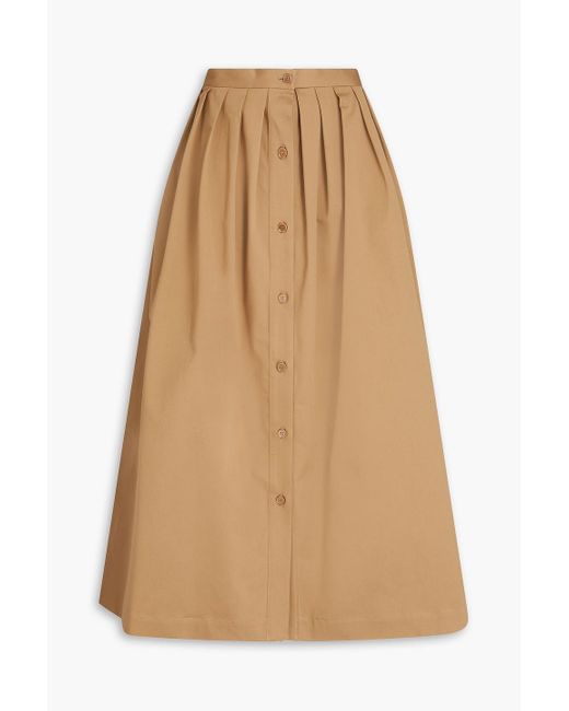 Giuliva Heritage Natural Lilium Pleated Cotton-blend Maxi Skirt