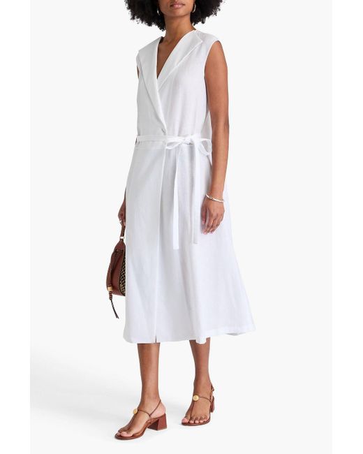 Fabiana Filippi White Linen Midi Wrap Dress