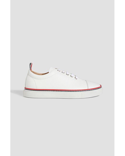 Thom Browne White Smooth And Pebbled-leather Sneakers