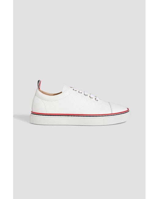 Thom Browne White Smooth And Pebbled-leather Sneakers