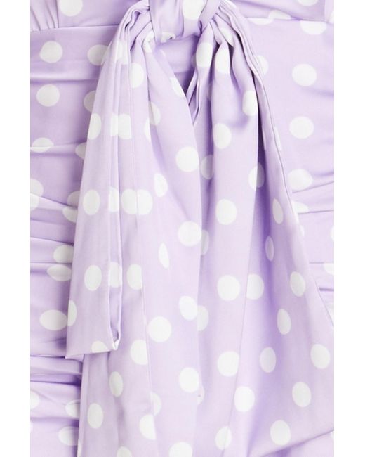 Ronny Kobo Purple Lyric Ruched Polka-dot Satin Mini Dress