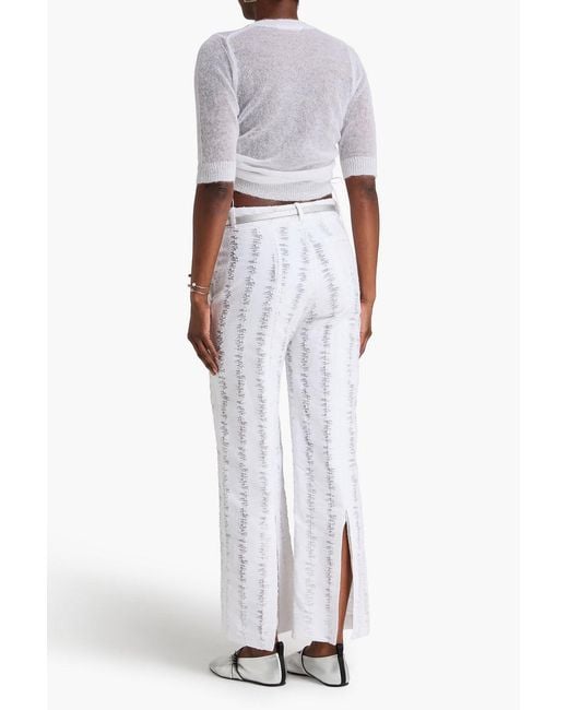 CECILIE BAHNSEN White Distressed Cotton-Blend Wide-Leg Pants
