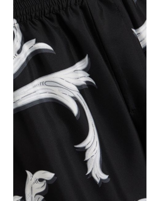 Versace Black Printed Silk-Twill Shorts for men