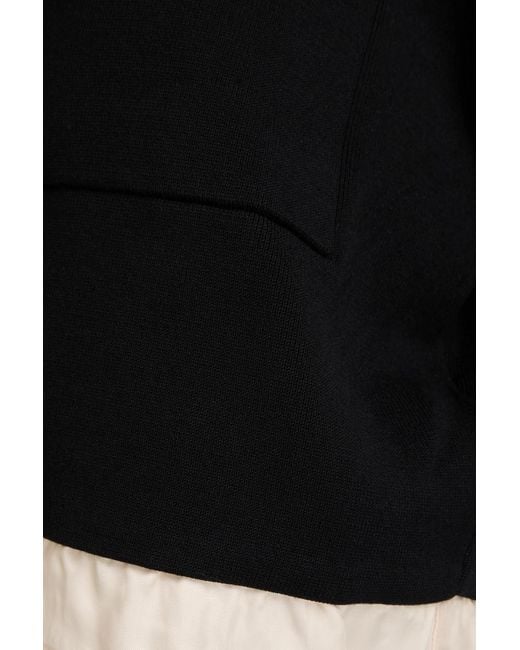 Sandro Black Satin-trimmed Stretch-knit Cardigan