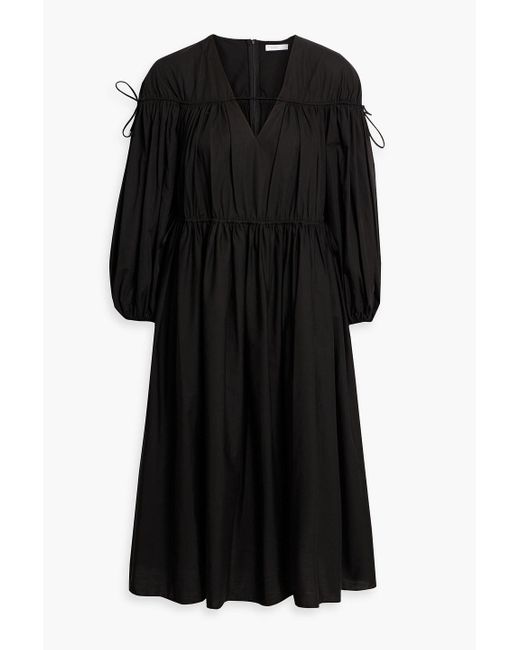 Rosetta Getty Black Gathered Cotton-poplin Dress