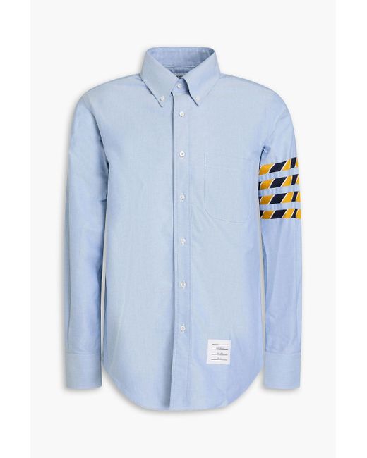 Thom Browne Blue Striped Cotton-oxford Shirt for men
