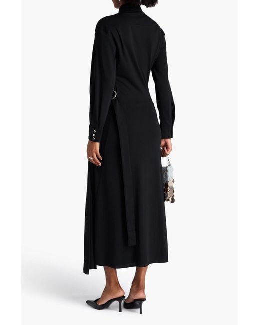 Rabanne Black Draped Stretch-Crepe Maxi Wrap Dress