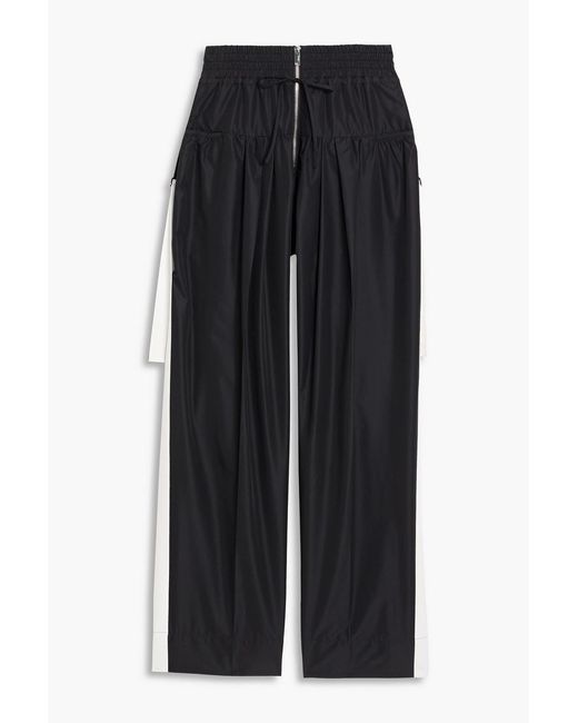 3.1 Phillip Lim Black Canvas-Trimmed Cotton-Blend Wide-Leg Pants