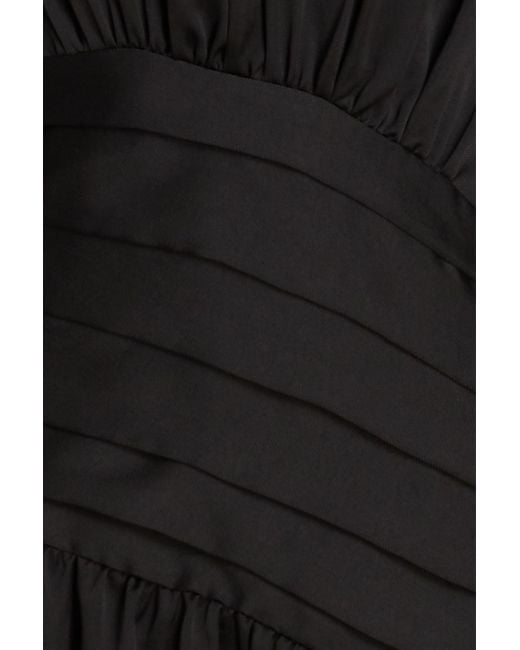Sandro Black Pleated Satin-twill Mini Dress