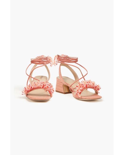 Sam Edelman Pink Walda sandalen aus webstoff mit zierperlen