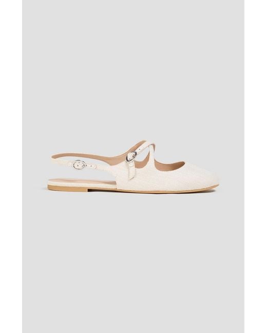 Stuart Weitzman White Clover Canvas Slingback Flats