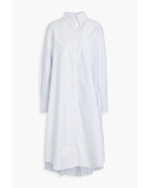Thom Browne White Gestreiftes hemdkleid aus baumwoll-oxford