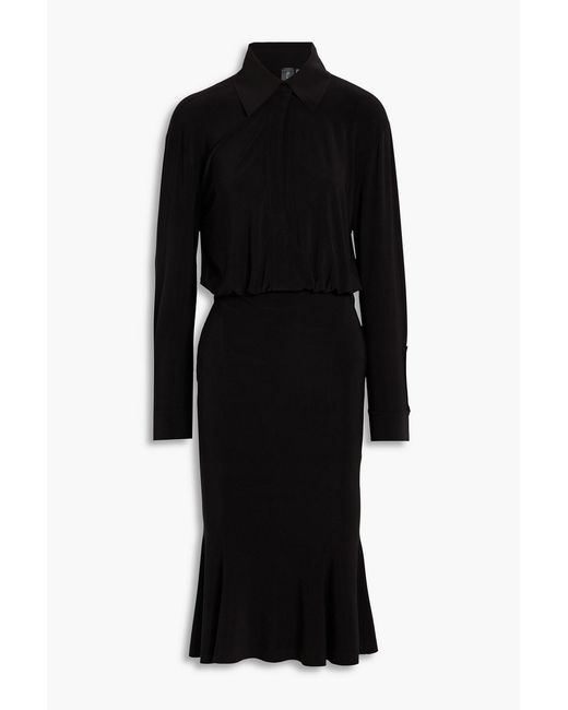 Norma Kamali Black Stretch-jersey Midi Shirt Dress