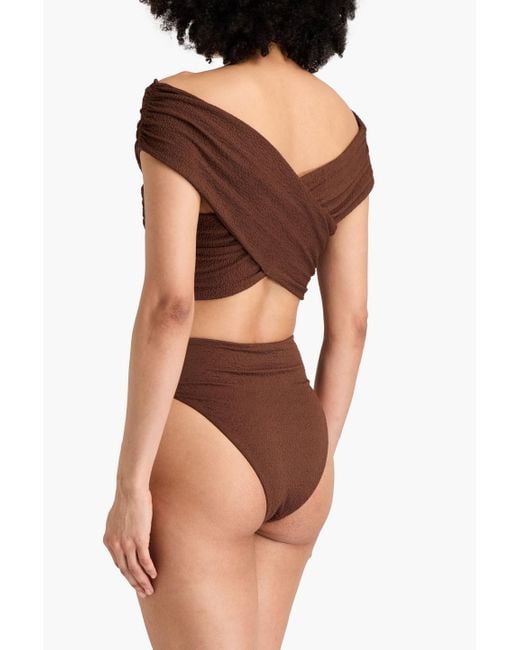 Mara Hoffman Brown Lorina bikini-oberteil aus stretch-matelassé