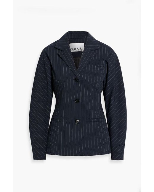 【関税＆送料込み】Ganni Blazer GANNI V-neck single-breasted Blazer | Black | FARFETCH
