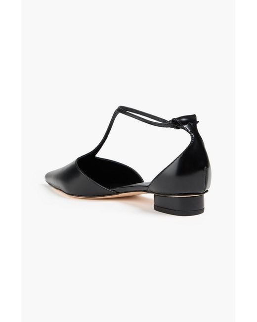 STUDIO AMELIA Black Gisele Glossed-Leather Point-Toe Flats