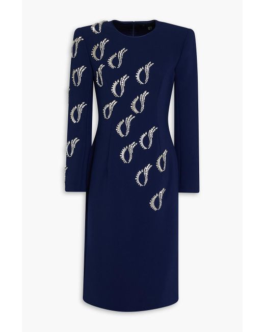 Jenny Packham Blue Embellished Crepe Dress