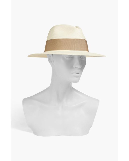 Frescobol Carioca White Rafael Grosgrain-trimmed Straw Panama Hat for men