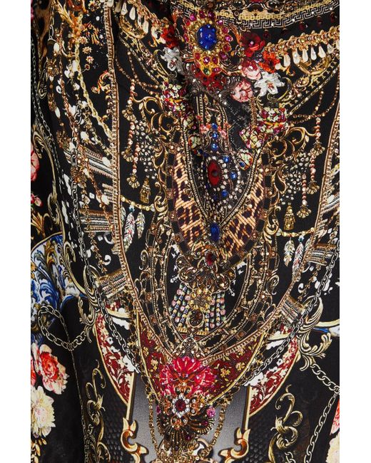 Camilla Black Embellished Printed Silk Crepe De Chine Maxi Dress