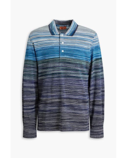 Missoni Blue Space-dyed Cotton-piqué Polo Shirt for men