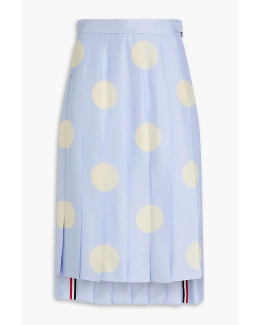 Thom Browne Blue Plissierter midirock aus seiden-twill mit polka-dots
