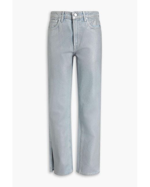 GRLFRND Blue Harlow Coated High-rise Straight-leg Jeans