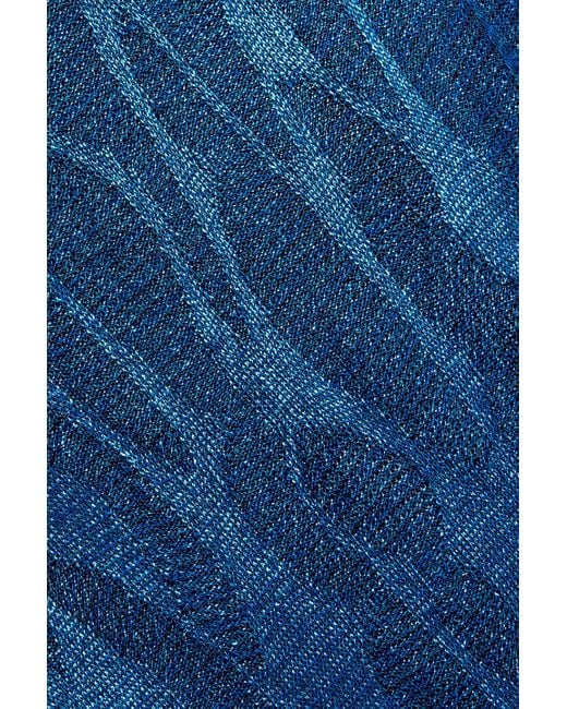 Missoni Blue Metallic Crochet-knit Mini Dress