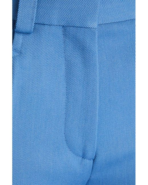 Victoria Beckham Blue Wool-twill Straight-leg Pants