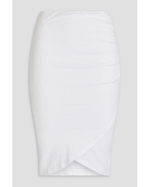 James Perse White Ruched Cotton-blend Jersey Skirt