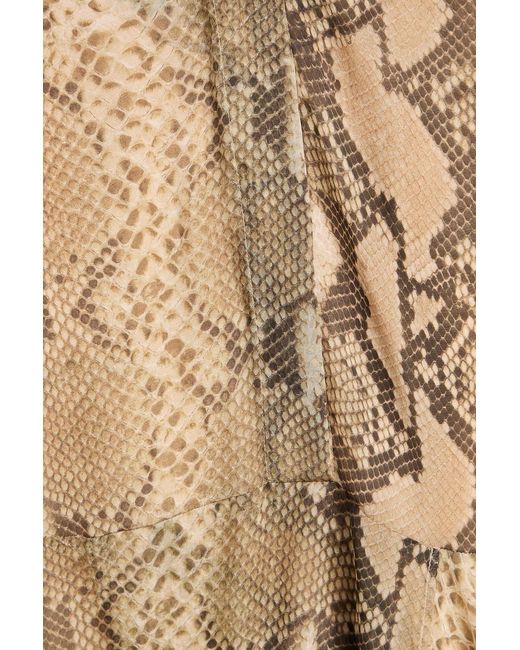 Stella McCartney Natural Pussy-Bow Snake-Print Silk-Chiffon Midi Dress