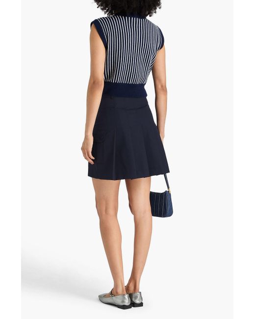 Sandro Blue Wrap-Effect Twill Mini Skirt