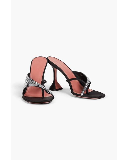 AMINA MUADDI Metallic Shiona Crystal-Embellished Satin Mules