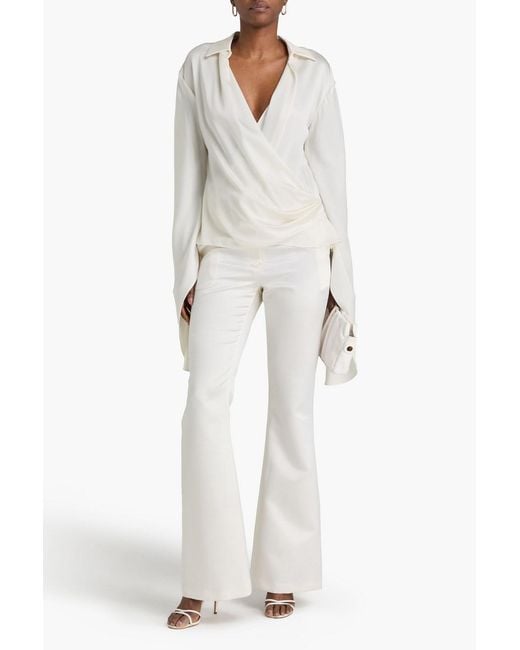 Jonathan Simkhai White Wrap-effect Draped Satin-crepe Top