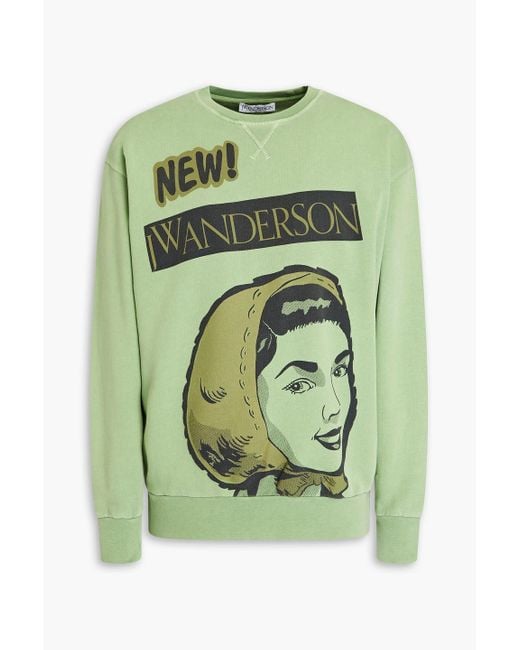 J.W. Anderson Sweatshirt aus baumwollfrottee mit print in Green für Herren